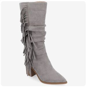 NWT Journee Collection Gray Fringe Boots size 6.5